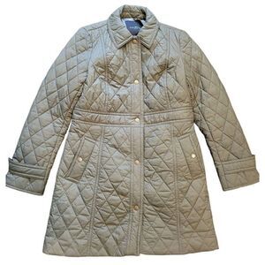 Talbots Jacket Women's 4 Petite Olive Green Quilted Riding Insulated Packable